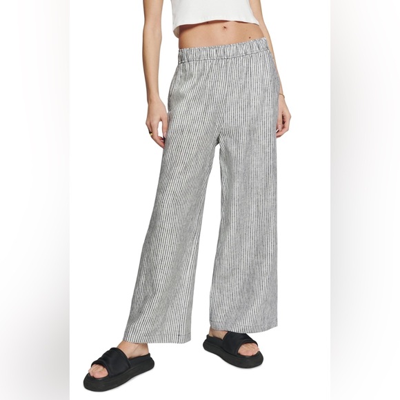 NEW Reformation Ava Stripe Wide Leg Linen Pants - Picture 6 of 9